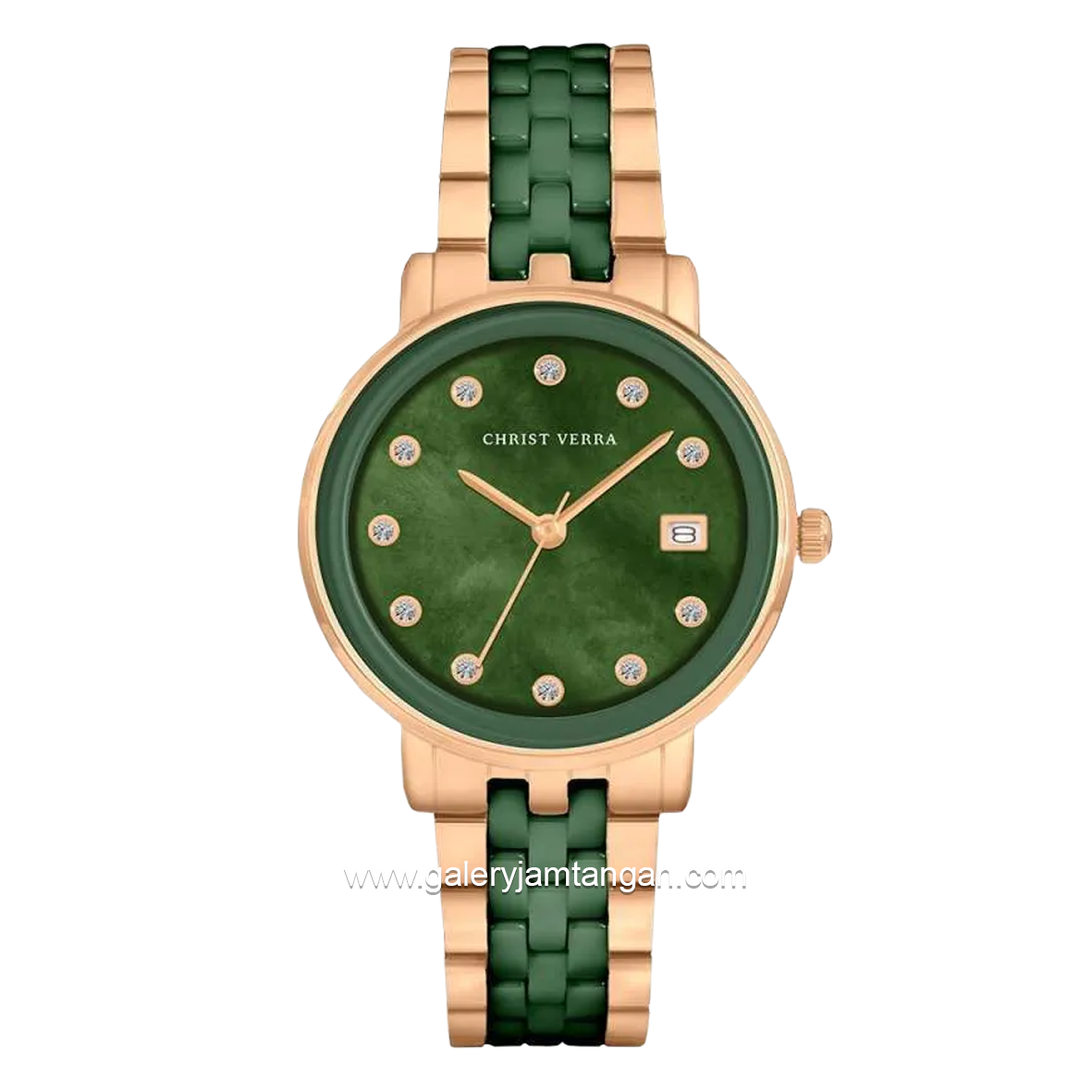 CHRIST VERRA AVELYN CV 511924L-514 GRN/MOP Green Rosegold Stainless Steel