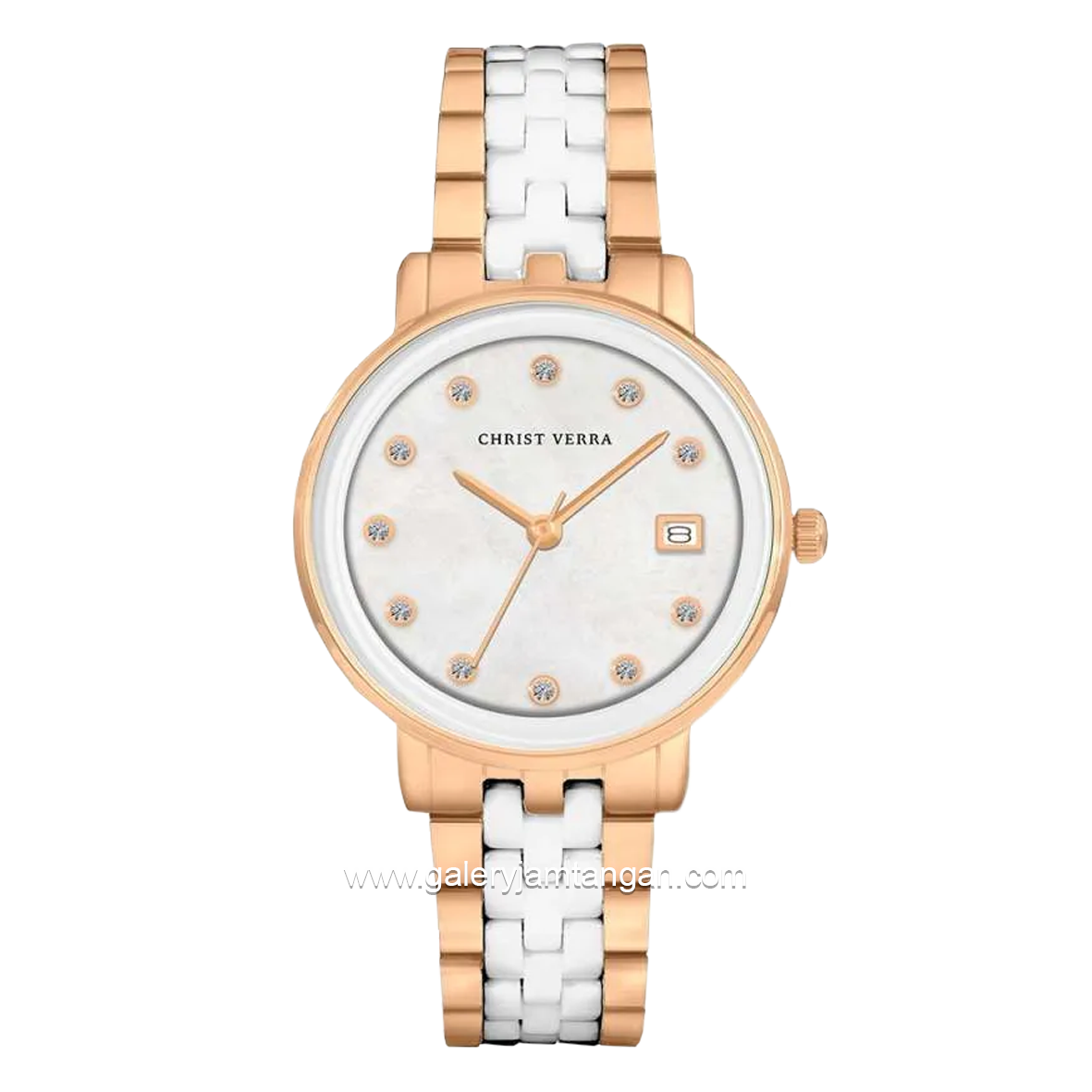 CHRIST VERRA AVELYN CV 511924L-55 WHT/MOP White Rosegold Stainless Steel