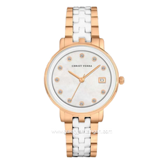 CHRIST VERRA AVELYN CV 511924L-55 WHT/MOP White Rosegold Stainless Steel