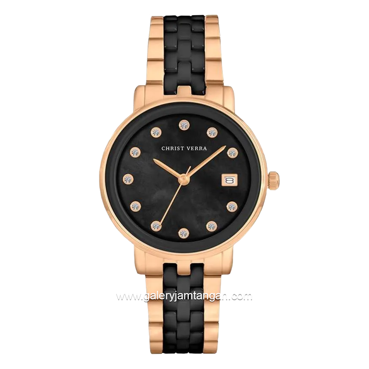 CHRIST VERRA AVELYN CV 511924L-58 BLK/MOP Black Rosegold Stainless Steel