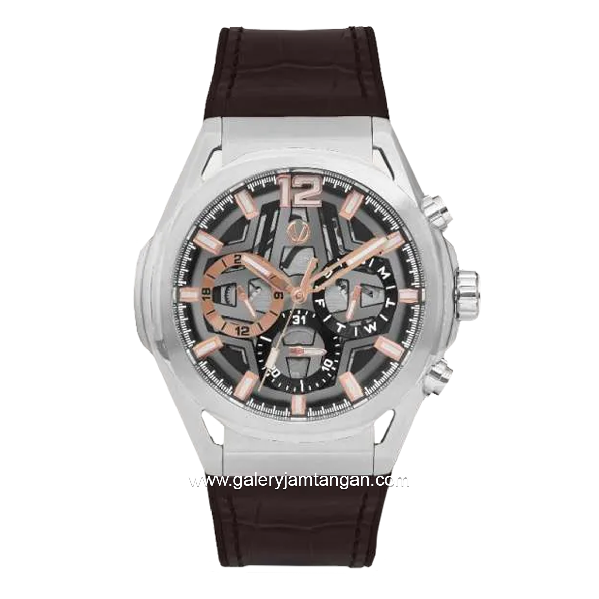 CHRIST VERRA CAVALLE CV 109013G-31 BLK Brown Silver Leather Strap