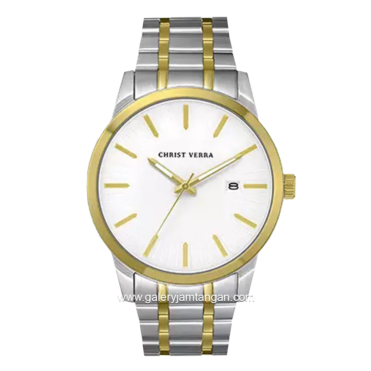 CHRIST VERRA Men's Watch CV 10636G-13 SLV Silver Gold Dial White Stainless Steel