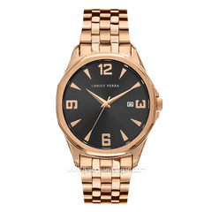 CHRIST VERRA CHRIST VERRA CV 10641G-15 BLK & CV 10641L- 15 BLK Rosegold Dial Black Stainless Steel