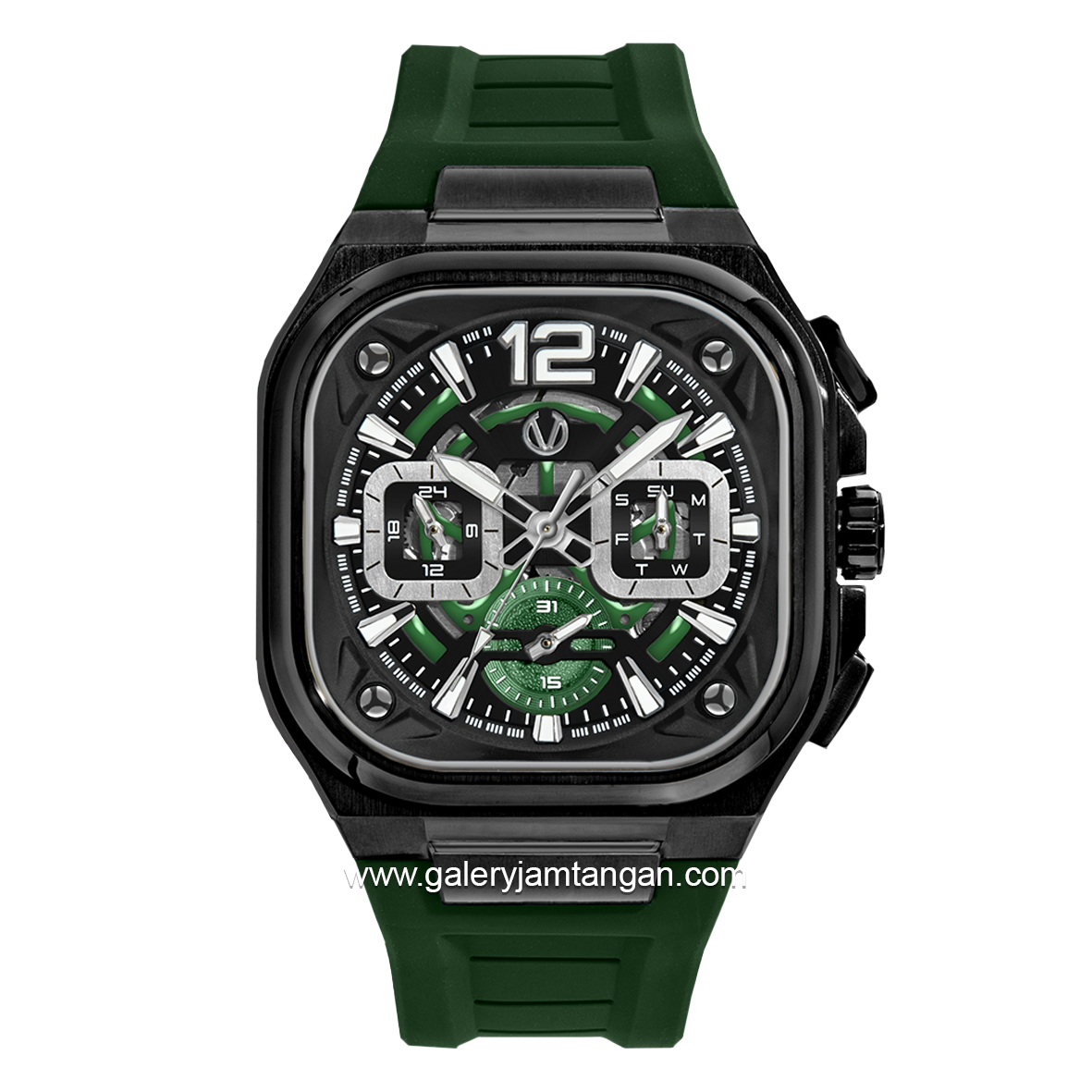 CHRIST VERRA CV 10968G-36 BLK/GRN Green Black Rubber Strap