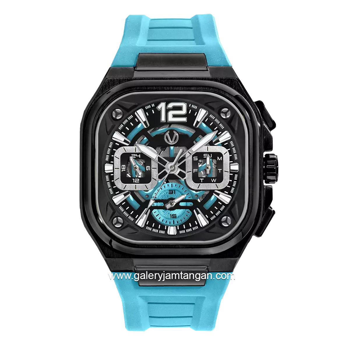 CHRIST VERRA CV 109068G-36 BLK/L-BLU Blue Black Rubber Strap