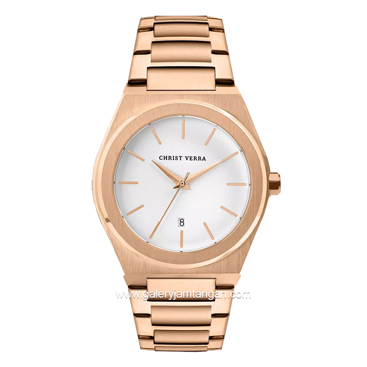 CHRIST VERRA Men's Watch CV 10985G-15 WHT Rosegold Dial White Stainless Steel