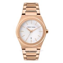 CHRIST VERRA Men's Watch CV 10985G-15 WHT Rosegold Dial White Stainless Steel