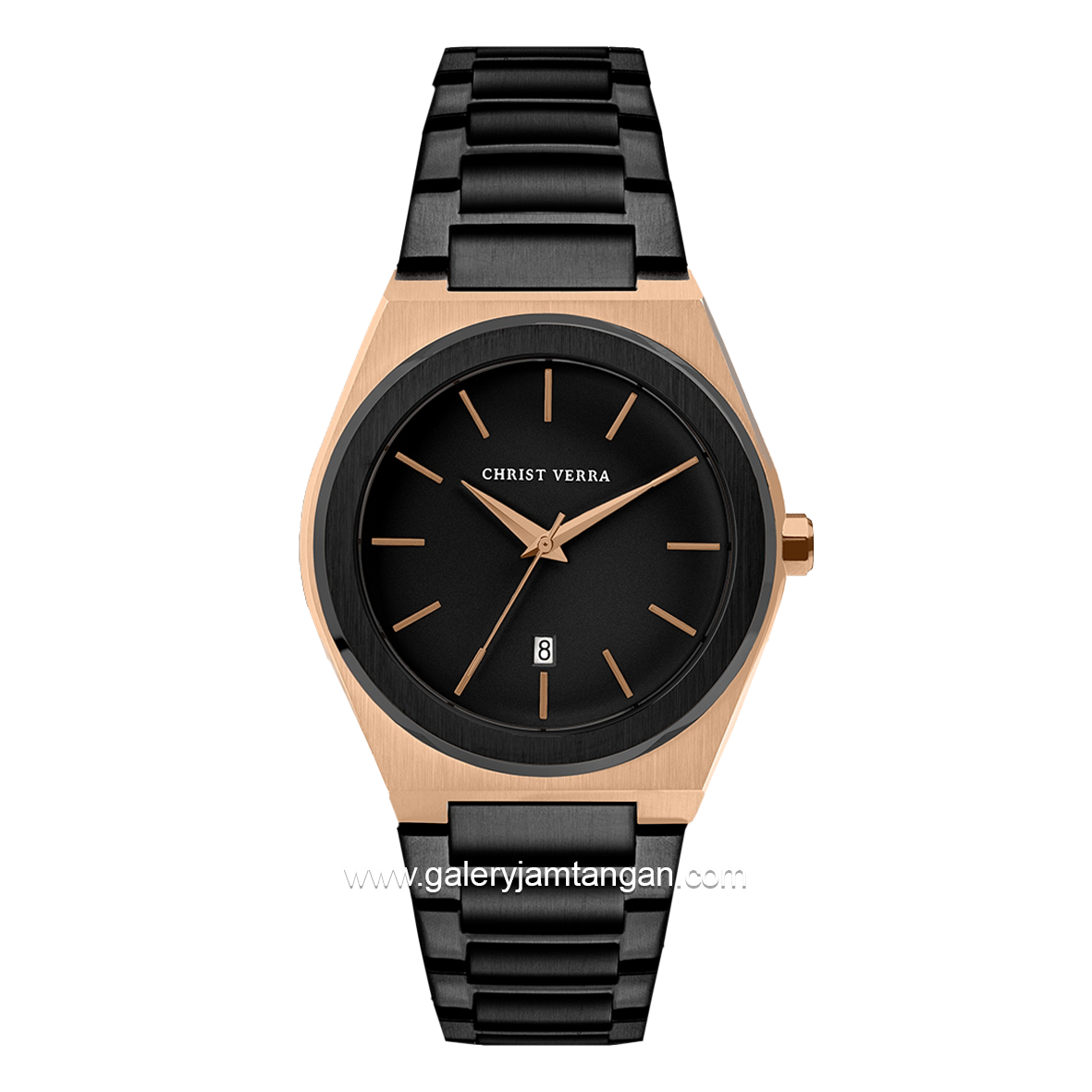 CHRIST VERRA Men's Watch CV 10985G-18 BLK Black Rosegold Stainless Steel