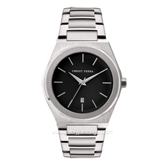 CHRIST VERRA Women's Watch CV 10985L-11 BLK Silver Dial Black Stainless Steel