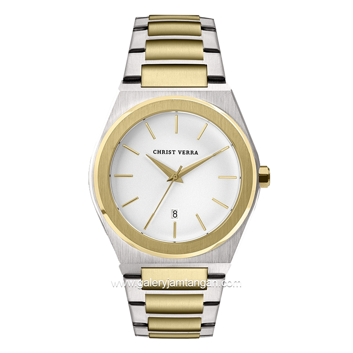 CHRIST VERRA Women's Watch CV 10985L-13 WHT Silver Gold Dial White Stainless Steel