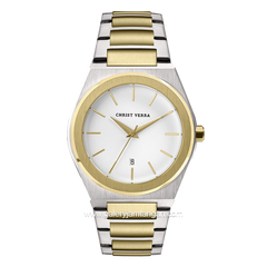 CHRIST VERRA Women's Watch CV 10985L-13 WHT Silver Gold Dial White Stainless Steel