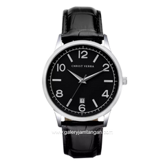 CHRIST VERRA Women's Watch CV 12071L-21 BLK Black Silver Dial Black Leather Strap