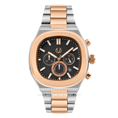 CHRIST VERRA Men's Watch CV 12124G-14 BLK Silver Rosegold Dial Black Stainless Steel