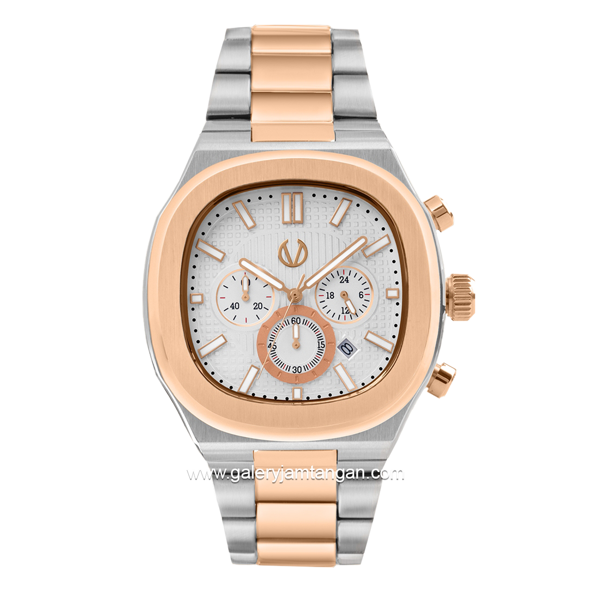 CHRIST VERRA Men's Watch CV 12124G-14 WHT Silver Rosegold Dial White Stainless Steel