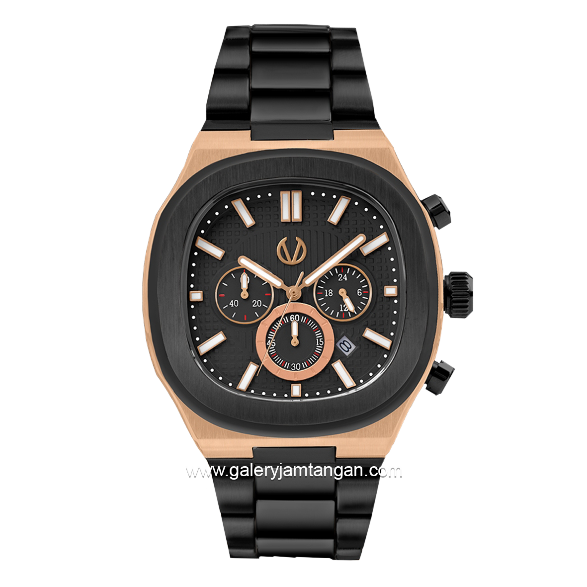 CHRIST VERRA Men's Watch CV 12124G-18 BLK Black Rosegold Stainless Steel