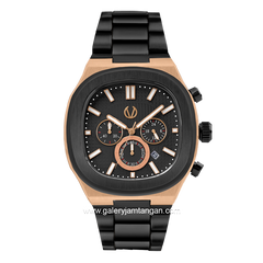 CHRIST VERRA Men's Watch CV 12124G-18 BLK Black Rosegold Stainless Steel