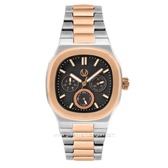 CHRIST VERRA Women's Watch CV 12124L-14 BLK Silver Rosegold Dial Black Stainless Steel