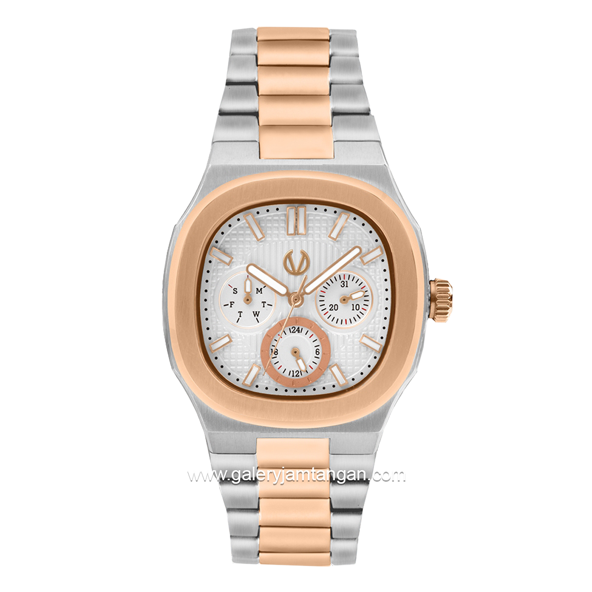 CHRIST VERRA Women's Watch CV 12124L-14 WHT Silver Rosegold Dial White Stainless Steel