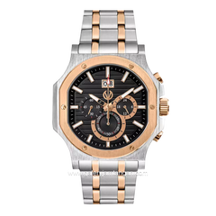 CHRIST VERRA CV 12202G-14 BLK Silver Rosegold Dial Black Staionless Steel