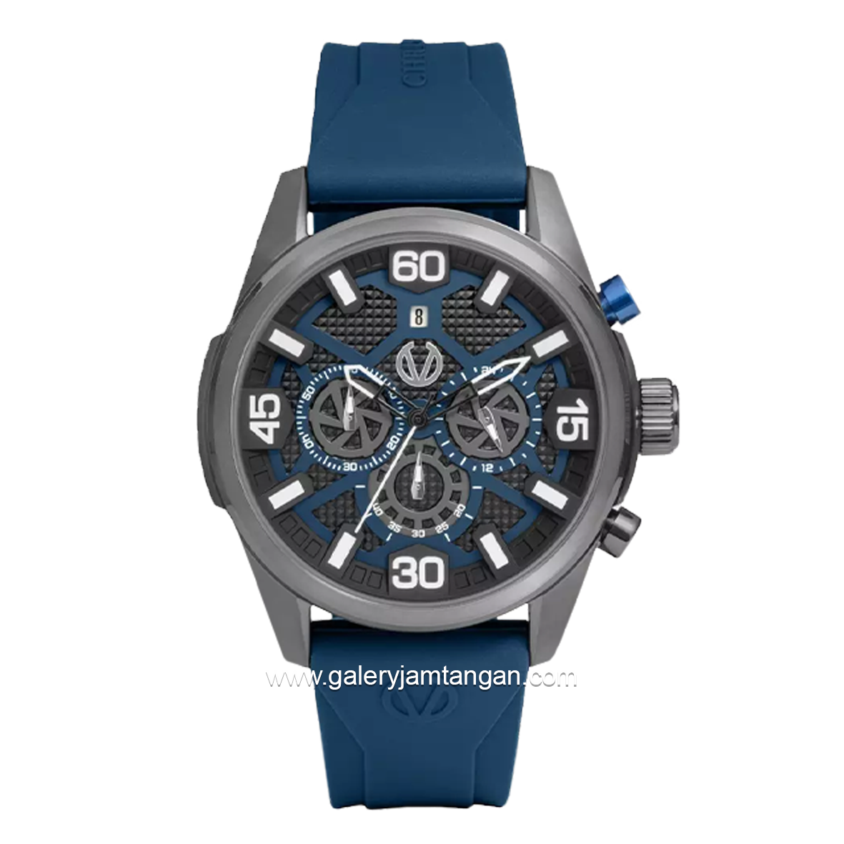 CHRIST VERRA CV 12254G-36B BLK/BLU Men's Watches Blue Black Rubber Strap