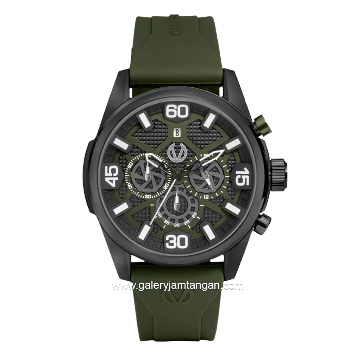 CHRIST VERRA CV 12254G-36 BLK/GRN Men's Watches Green Black Rubber Strap
