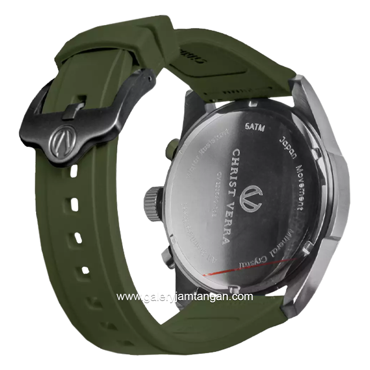 CHRIST VERRA CV 12254G-36 BLK/GRN Men's Watches Green Black Rubber Strap