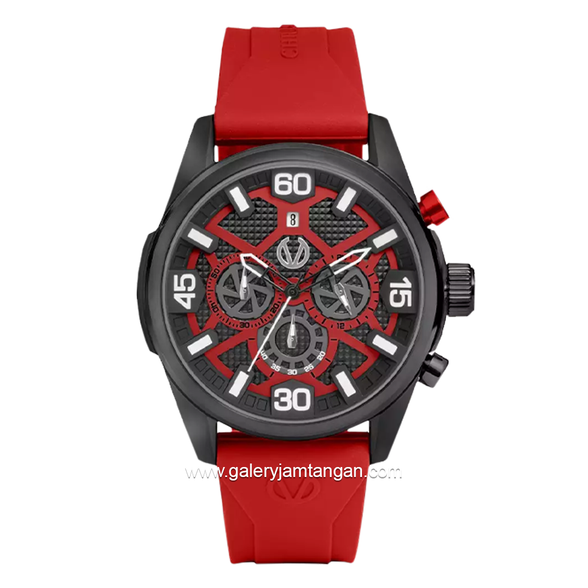 CHRIST VERRA CV 12254G-36 BLK/RED Men's Watches Red Black Rubber Strap