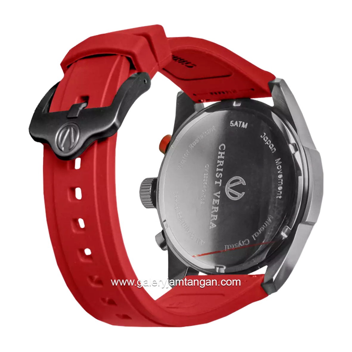 CHRIST VERRA CV 12254G-36 BLK/RED Men's Watches Red Black Rubber Strap