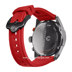 CHRIST VERRA CV 12254G-36 BLK/RED Men's Watches Red Black Rubber Strap