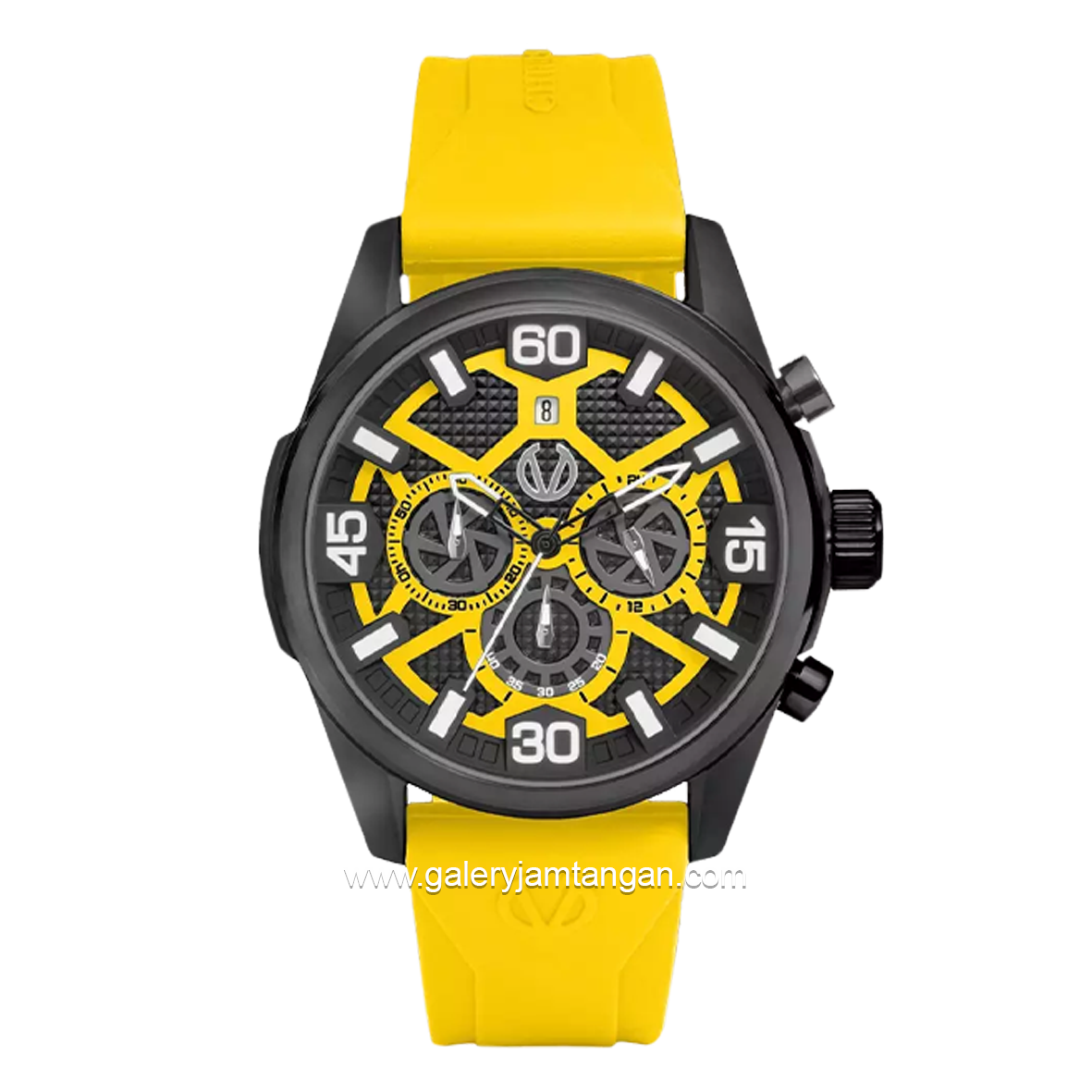 CHRIST VERRA CV 12254G-36 BLK/YLW Men's Watches Yellow Black Rubber Strap