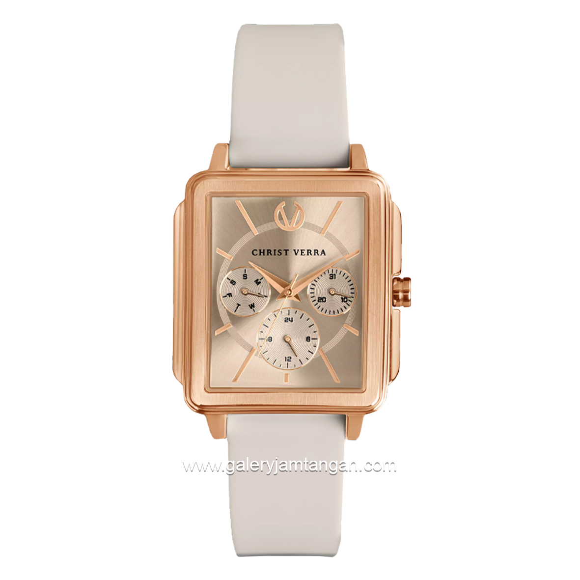 CHRIST VERRA LITE CV 12260L-35 BEIGE Women Watches Beige Rosegold Rubber Strap
