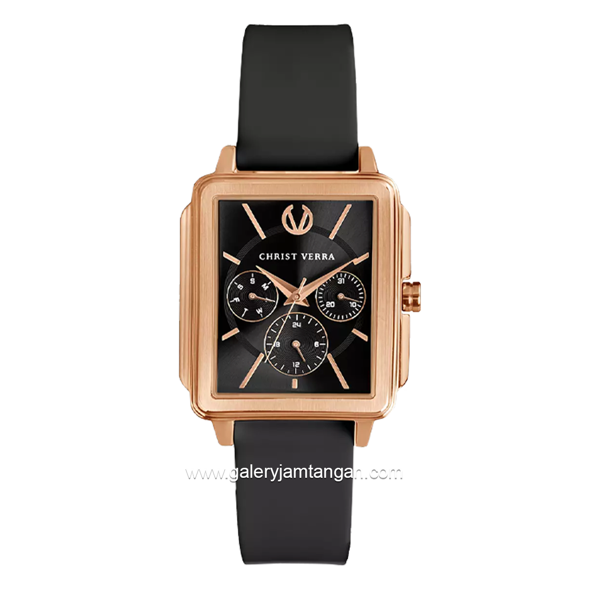 CHRIST VERRA LITE CV 12260L-35 BLK Women Watches Black Rosegold Rubber Strap
