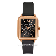 CHRIST VERRA LITE CV 12260L-35 BLK Women Watches Black Rosegold Rubber Strap