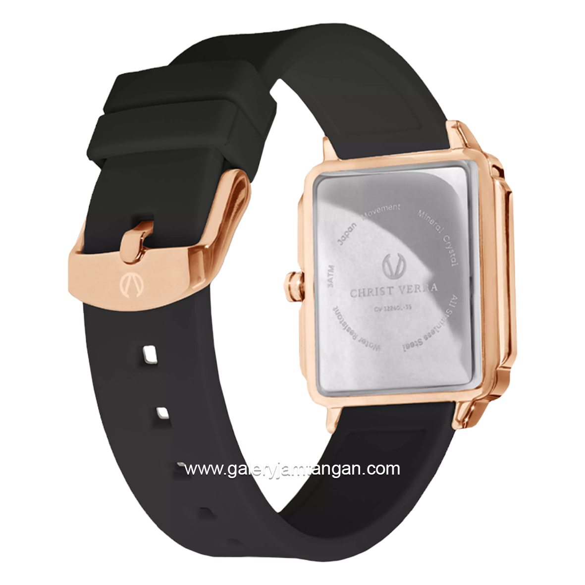 CHRIST VERRA LITE CV 12260L-35 BLK Women Watches Black Rosegold Rubber Strap