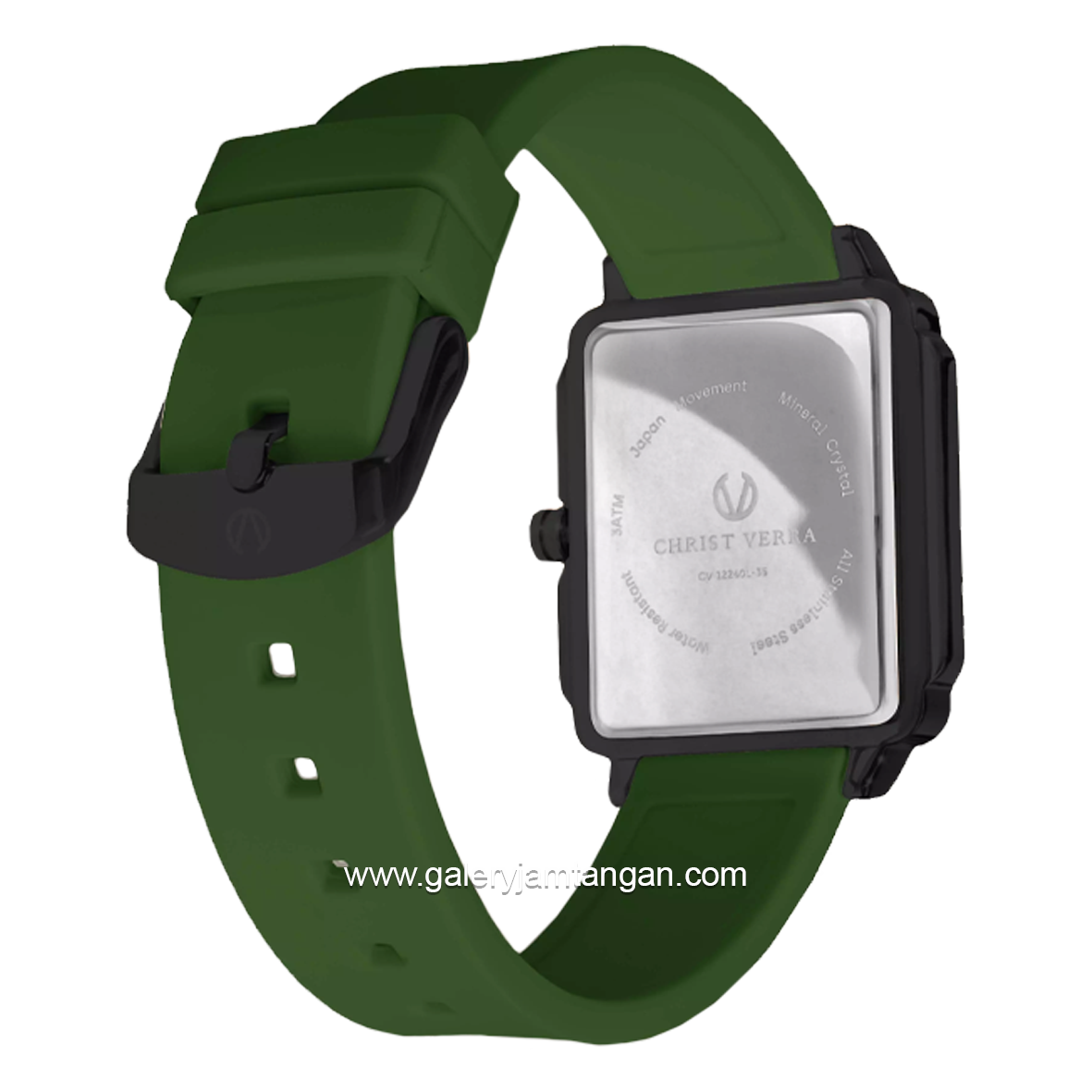CHRIST VERRA LITE CV 12260L-36 BLK/GRN Women Watches Green Black Rubber Strap