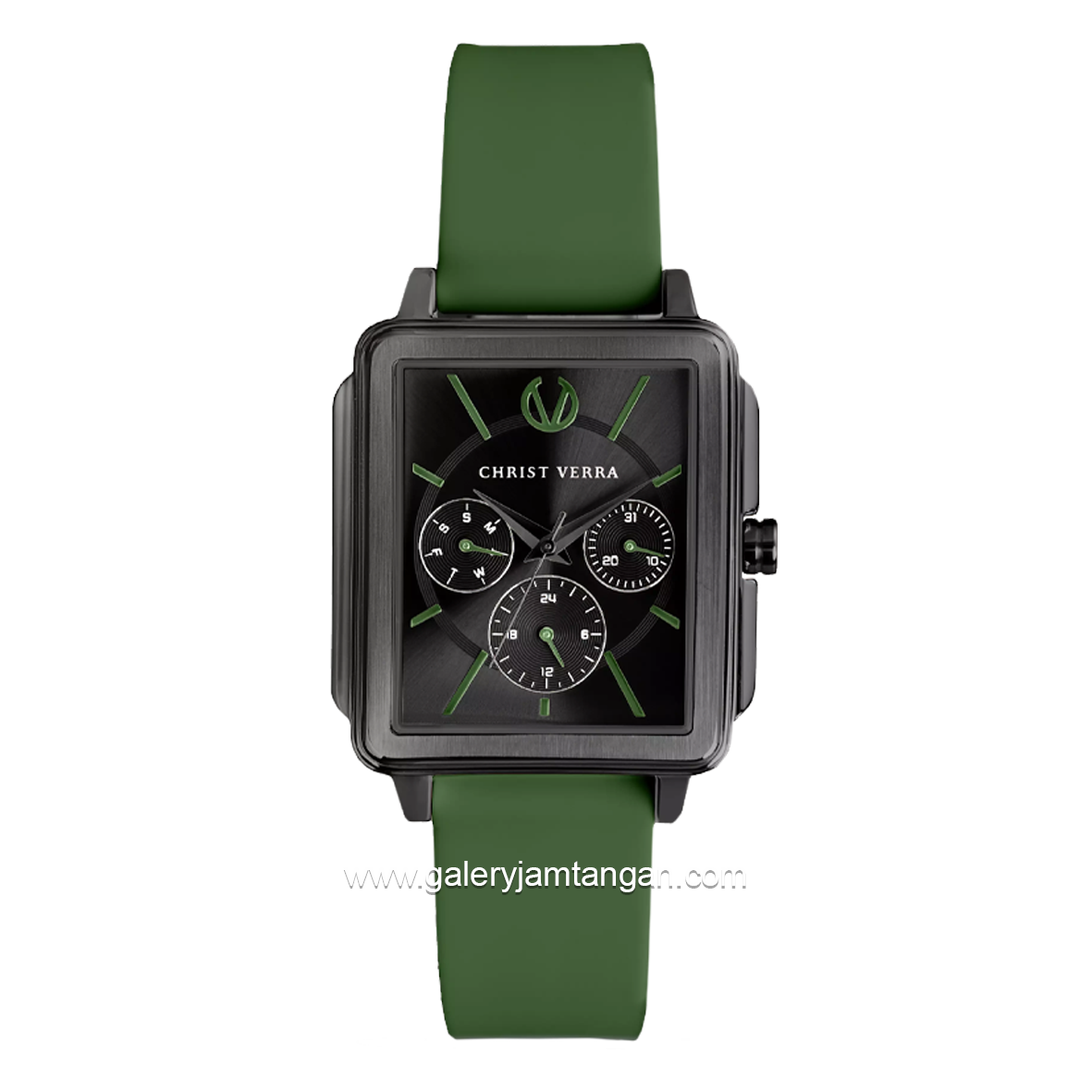 CHRIST VERRA LITE CV 12260L-36 BLK/GRN Women Watches Green Black Rubber Strap
