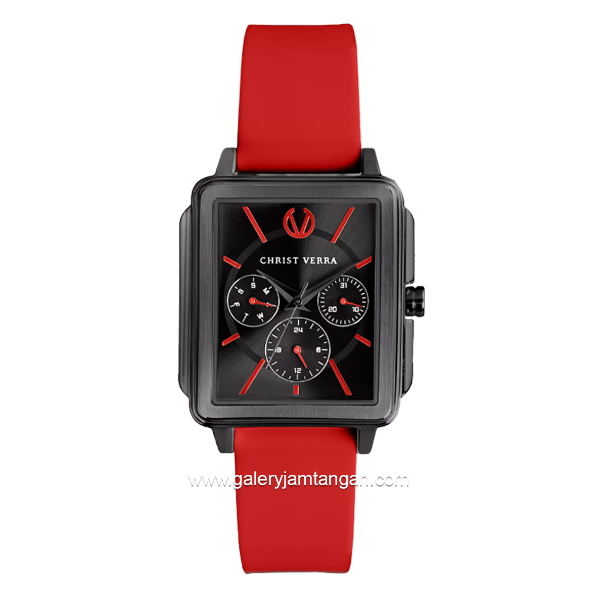 CHRIST VERRA LITE CV 12260L-36 BLK/RED Women Watches Red Black Rubber Strap