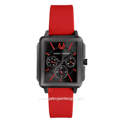 CHRIST VERRA LITE CV 12260L-36 BLK/RED Women Watches Red Black Rubber Strap
