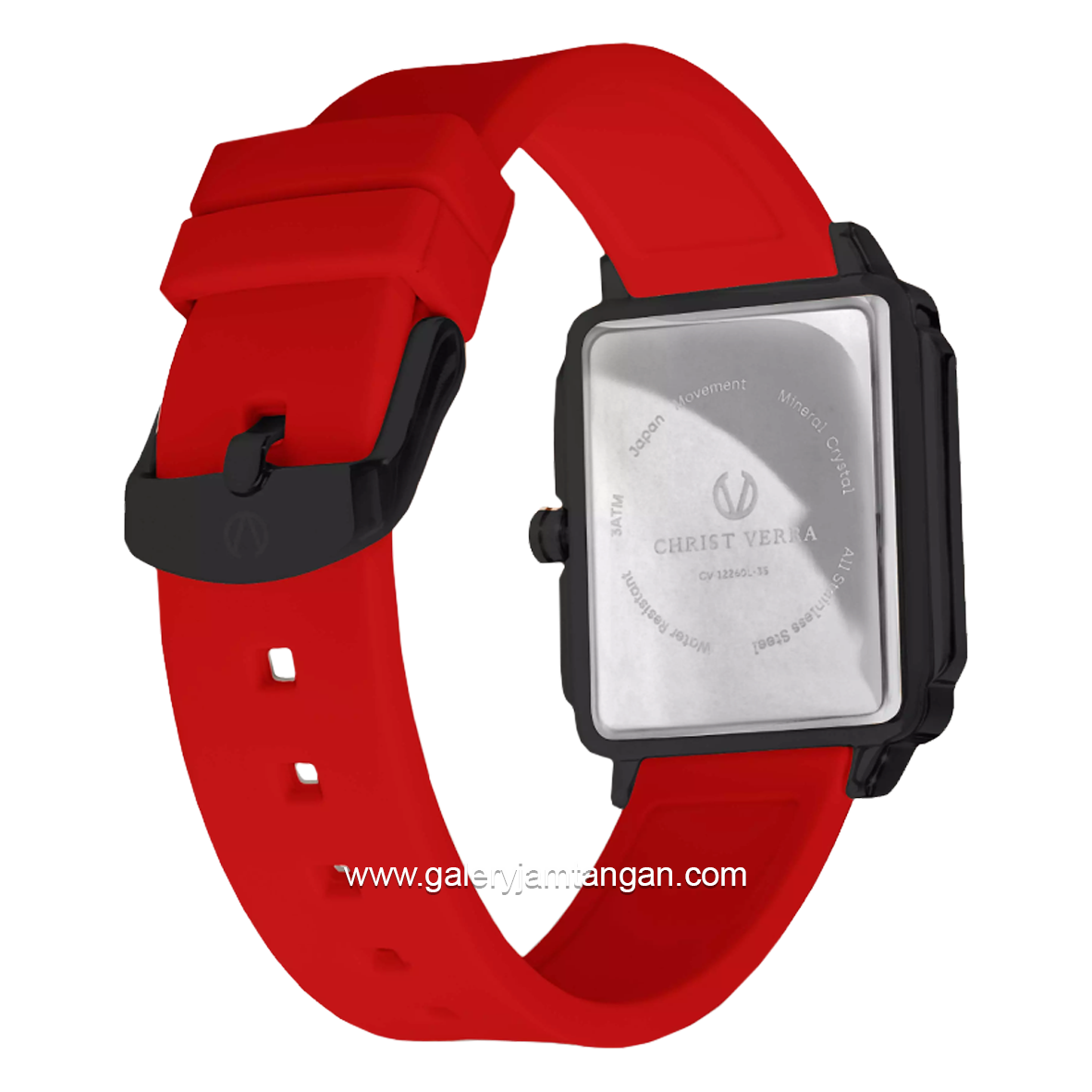 CHRIST VERRA LITE CV 12260L-36 BLK/RED Women Watches Red Black Rubber Strap