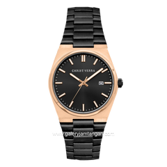 CHRIST VERRA Women's Watch CV 12336L-18 BLK Black Rosegold Stainless Steel