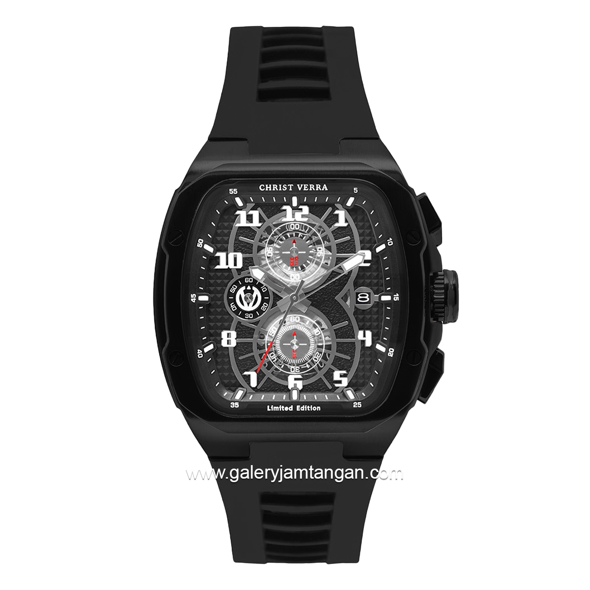 CHRIST VERRA Neo Drive CV 12349G-36 BLK Full Black Rubber Strap