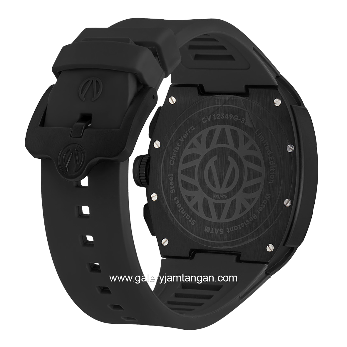CHRIST VERRA Neo Drive CV 12349G-36 BLK Full Black Rubber Strap