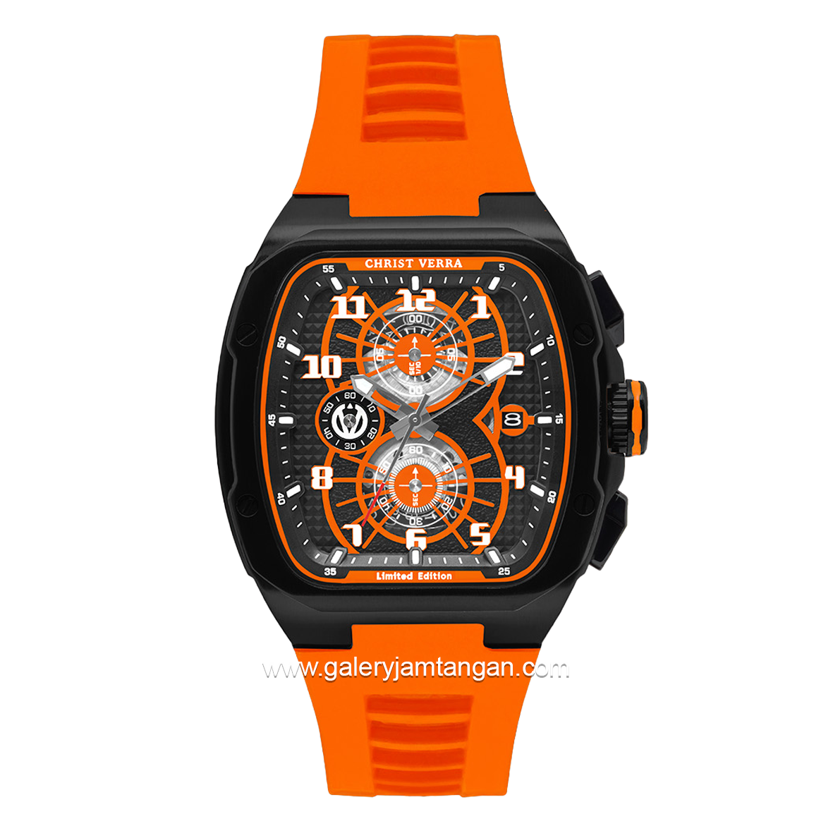 CHRIST VERRA Neo Drive CV 12349G-36 BLK/ORG Orange Black Rubber Strap