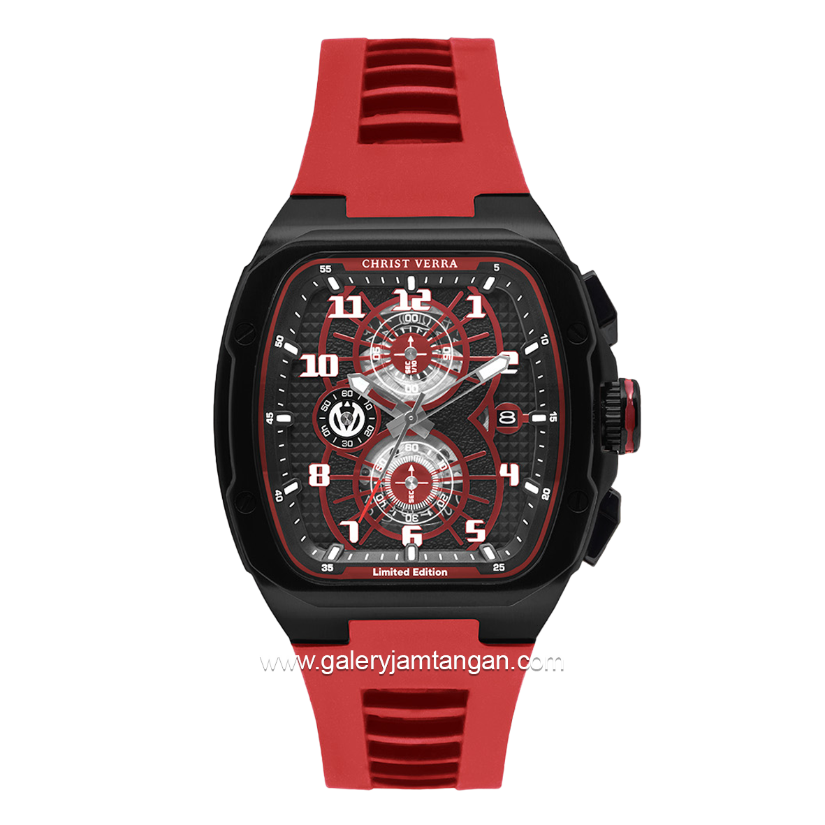 CHRIST VERRA Neo Drive CV 12349G-36 BLK/RED Red Black Rubber Strap