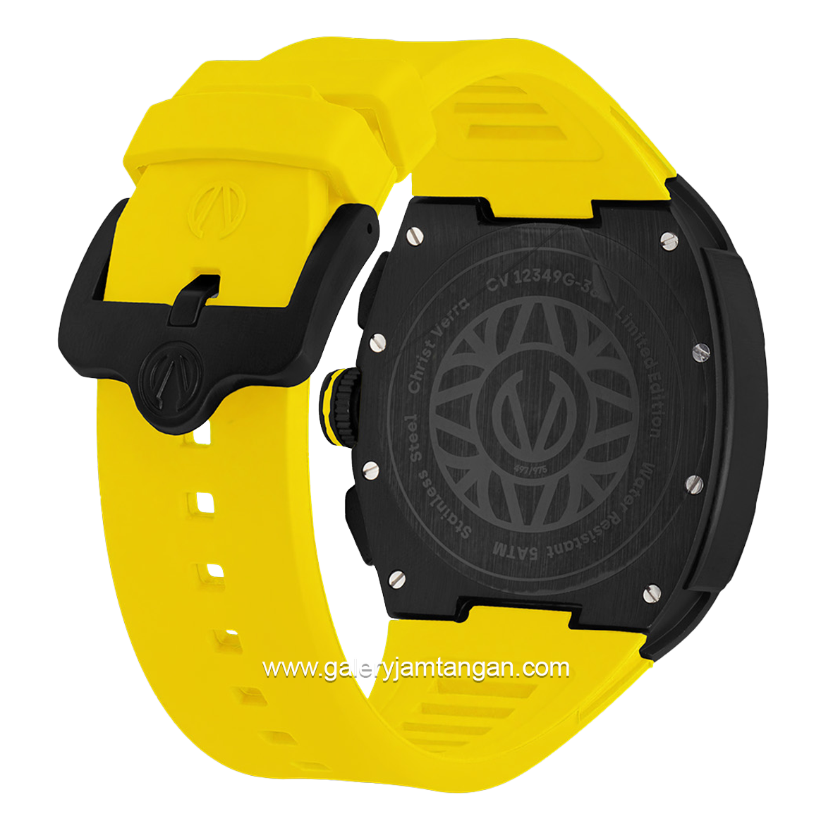 CHRIST VERRA Neo Drive CV 12349G-36 BLK/YLW Yellow Black Rubber Strap