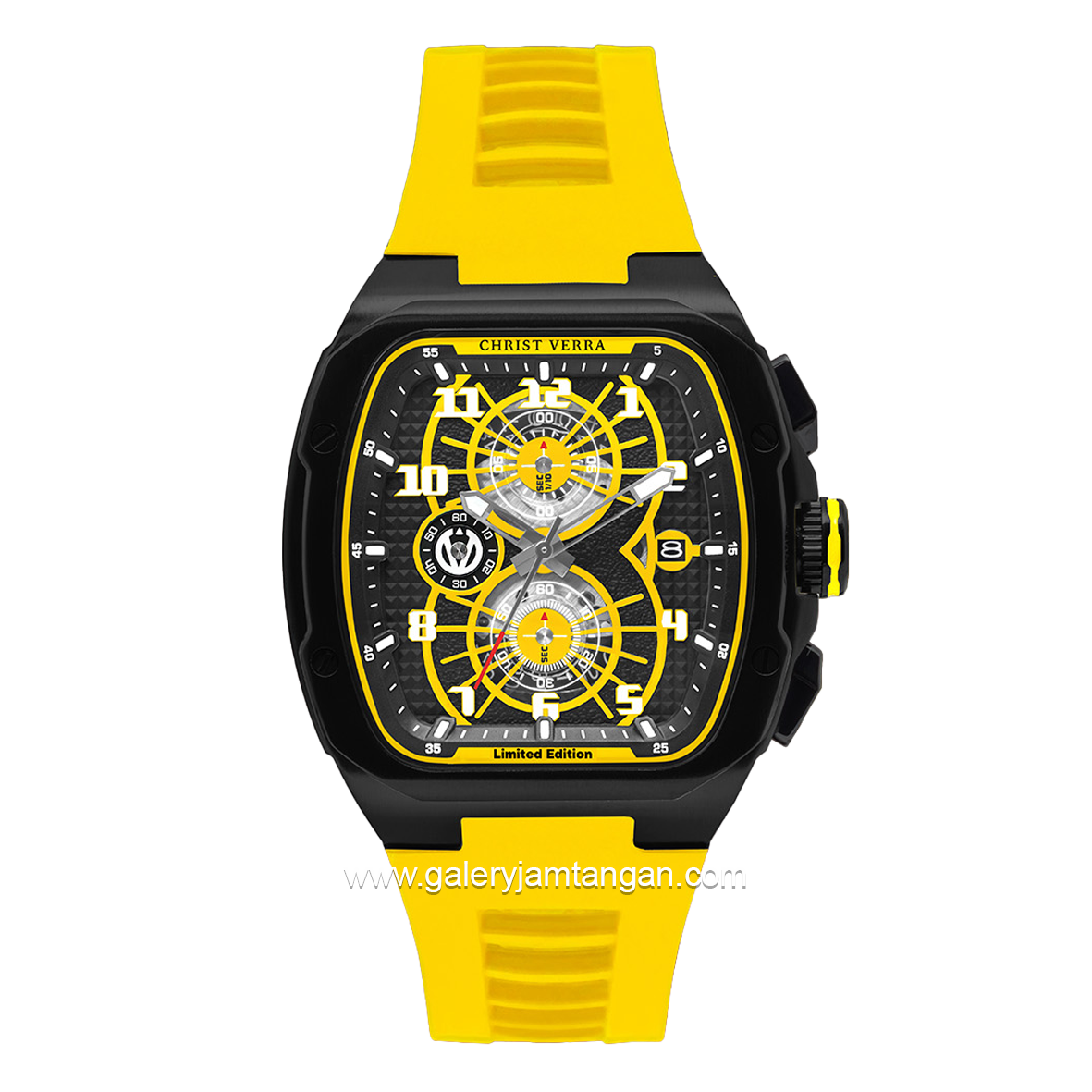 CHRIST VERRA Neo Drive CV 12349G-36 BLK/YLW Yellow Black Rubber Strap
