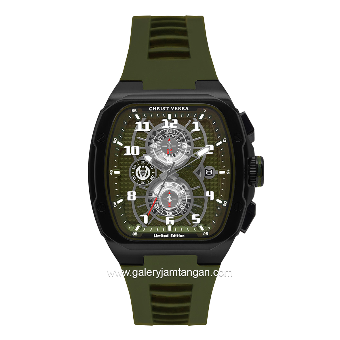CHRIST VERRA Neo Drive CV 12349G-36 GRN Green Black Rubber Strap