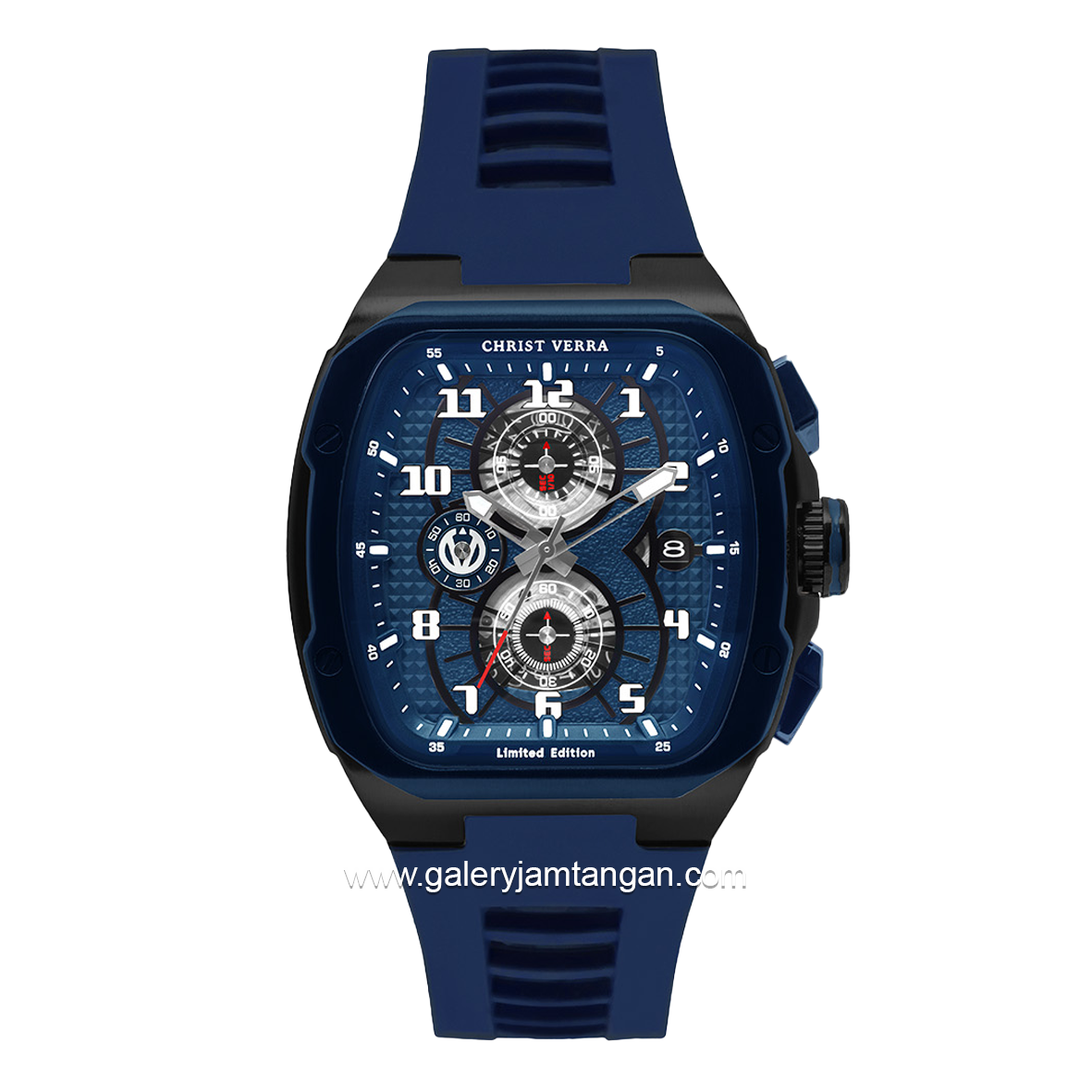 CHRIST VERRA Neo Drive CV 12349G-3D BLU Blue Black Rubber Strap