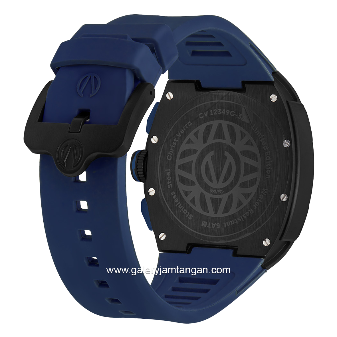 CHRIST VERRA Neo Drive CV 12349G-3D BLU Blue Black Rubber Strap