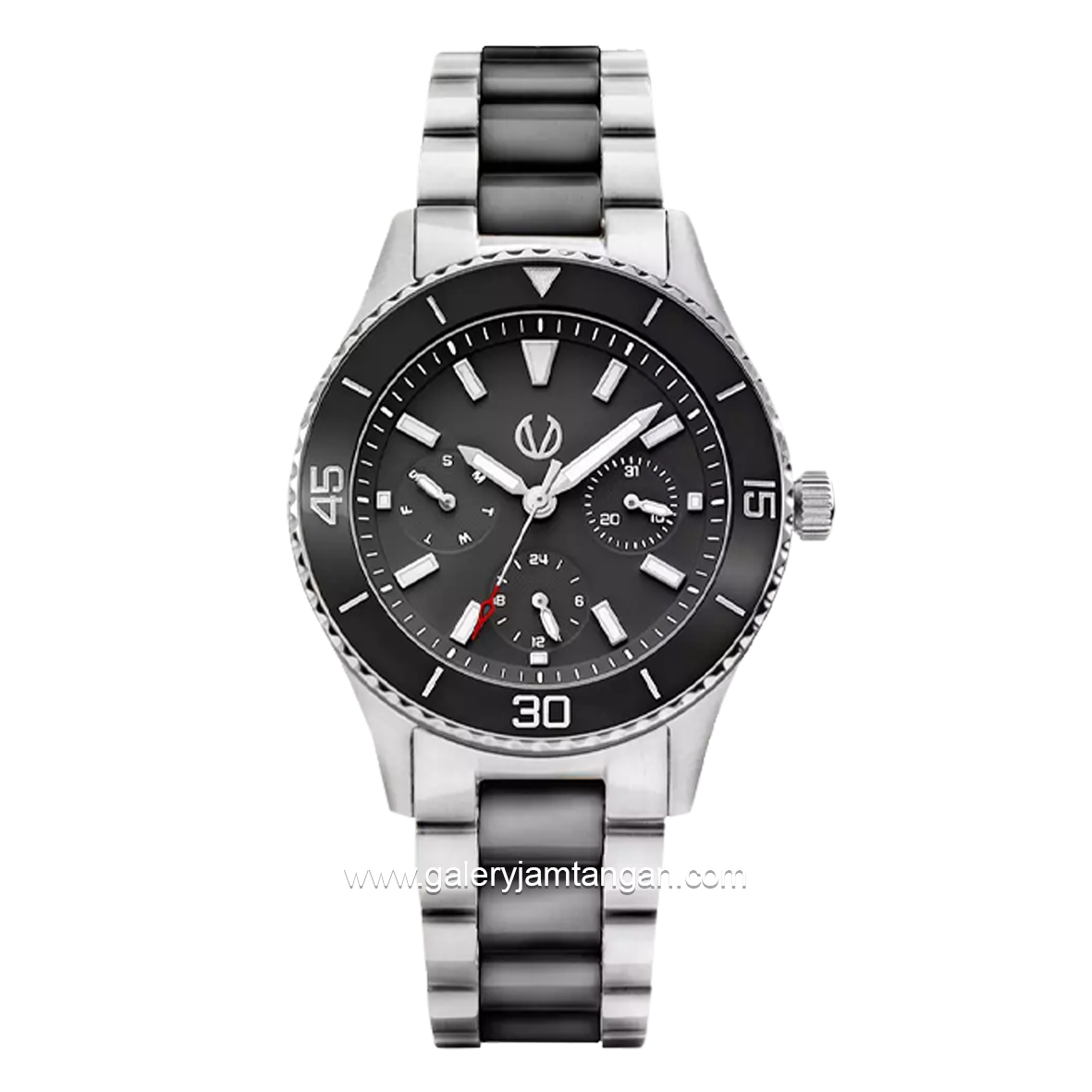 CHRIST VERRA CV 12351L-50 BLK Combination Silver Black Stainless Steel Ceramic Strap